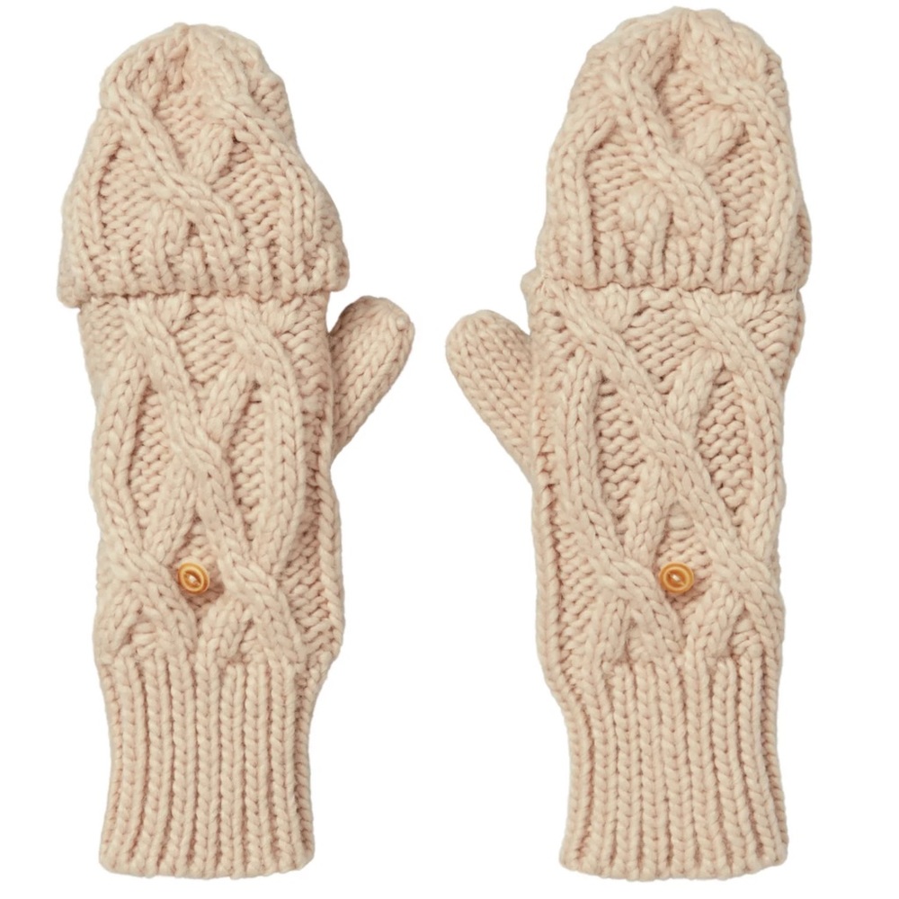 CALIA Women's Cable Pop Top Mitten, cream, NWT